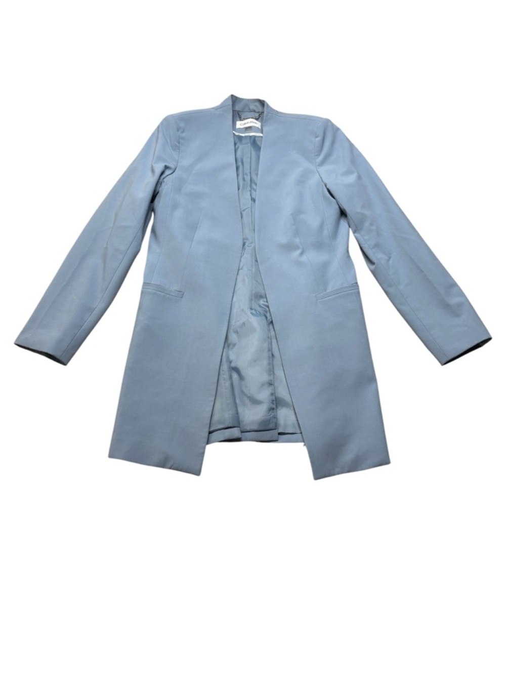 Calvin Klein Light Blue Topper Jacket Wide Leg Pant Suit Set 8/6